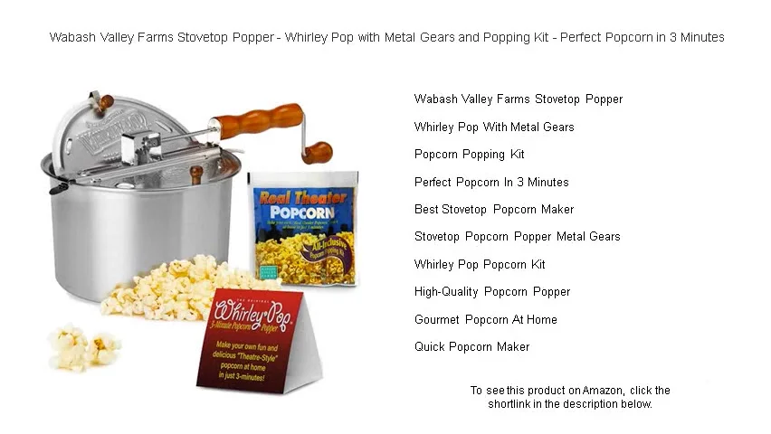 Wabash Valley Farms Stovetop Popper - Whirley Pop with Metal Gears and ...