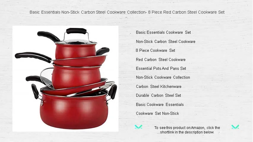 Basic Essentials Non-Stick Carbon Steel Cookware Collection- 8 Piece ...