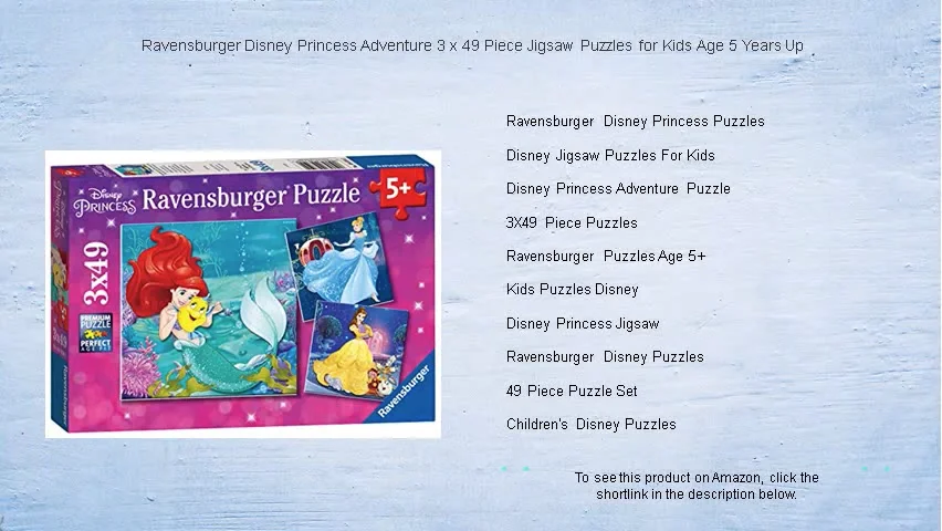 Ravensburger Disney Princess Adventure 3 x 49 Piece Jigsaw Puzzles for ...