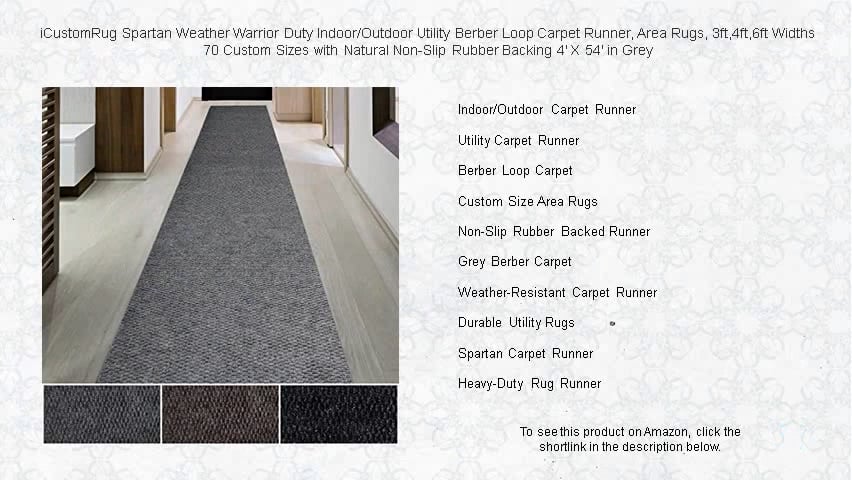thumbnail image 2 of ICustomRug Spartan Weather Warrior Indoor/Outdoor Utility Runner – Ribbed, Non-Slip Backing, 3ft X 4ft, Black 2 of 14