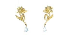 20 ct. t.w. Aquamarine Daffodil Flower Drop Earrings in 14kt Yellow Gold