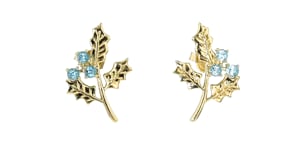 40 ct. t.w. Swiss Blue Topaz Holly Flower Earrings in 14kt Yellow Gold