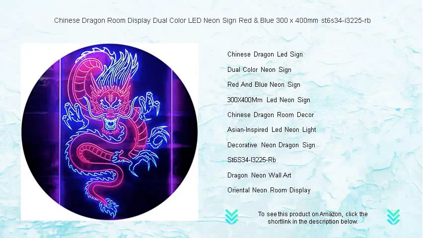 Chinese Dragon Room Display Dual Color LED Neon Sign Red & Blue 300 x ...