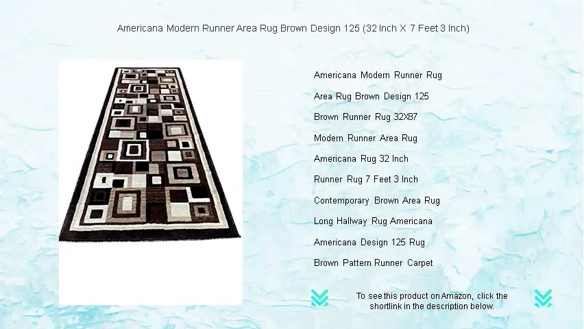 Americana Modern Runner Area Rug Brown Design 125 (32 Inch X 7 Feet 3 ...