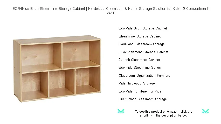 ECR4Kids Mobile Teacher Stool With Storage - Birch Hardwood & Canvas Classroom Organization