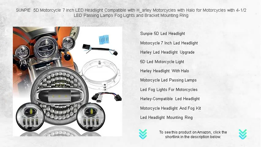 SUNPIE 5D Motorcycle 7 inch LED Headlight Compatible with H_arley ...