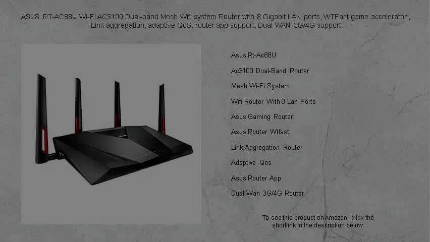 ASUS RT-AC88U Wi-Fi AC3100 Dual-band Mesh Wifi system Router with 8 ...