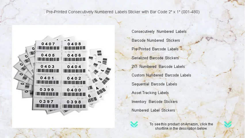 Pre-Printed Consecutively Numbered Labels Sticker with Bar Code 2