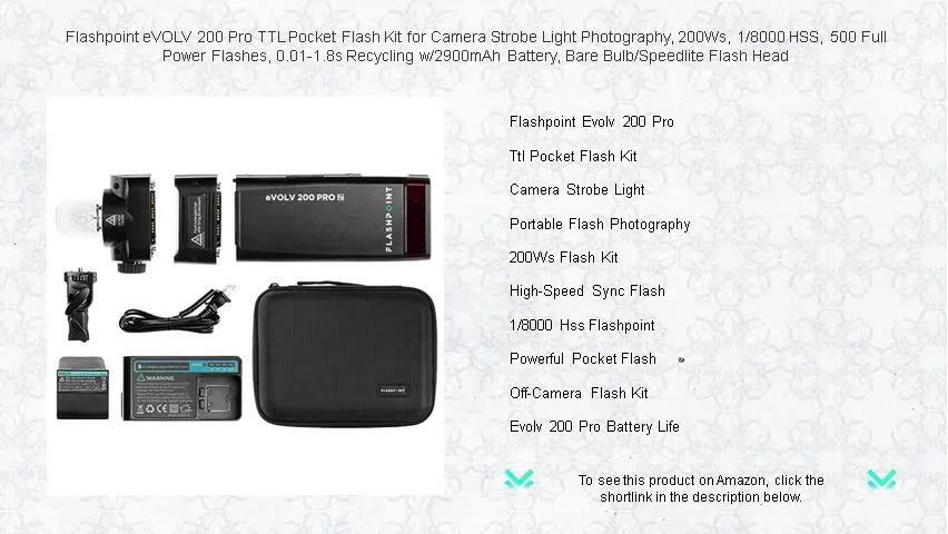 Flashpoint eVOLV 200 Pro TTL Pocket Flash Kit for Camera Strobe Light ...