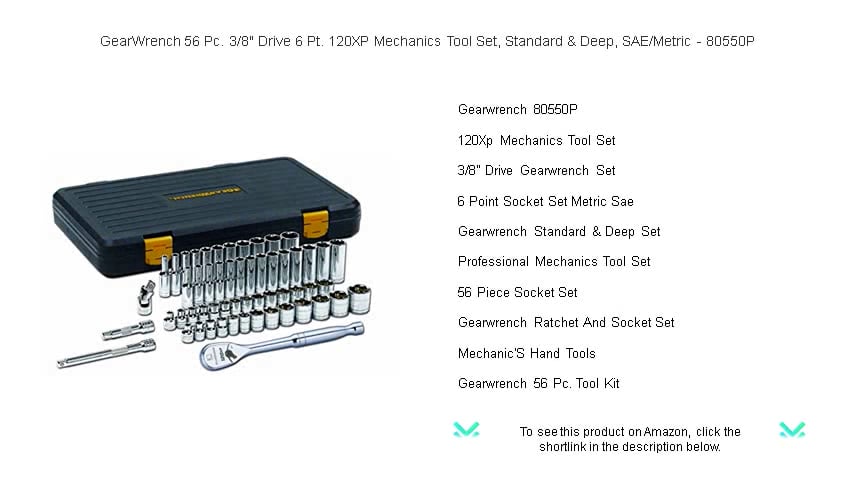 GearWrench 56 Pc. 3/8" Drive 6 Pt. 120XP Mechanics Tool Set, Standard ...