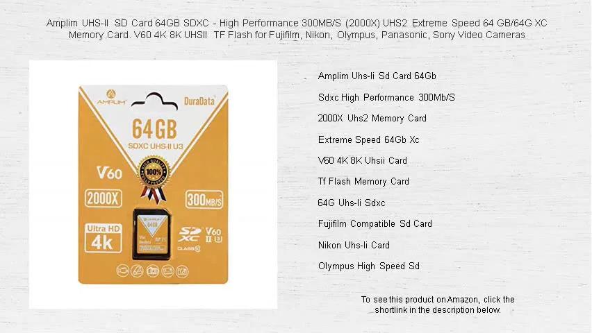 Amplim UHS-II SD Card 64GB SDXC - High Performance 300MB/S (2000X) UHS2 ...