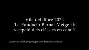 Conferència: La Fundació Bernat Metge i la recepció dels clàssics en català