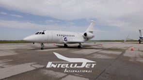 Business jet on the tarmac during aerial filming