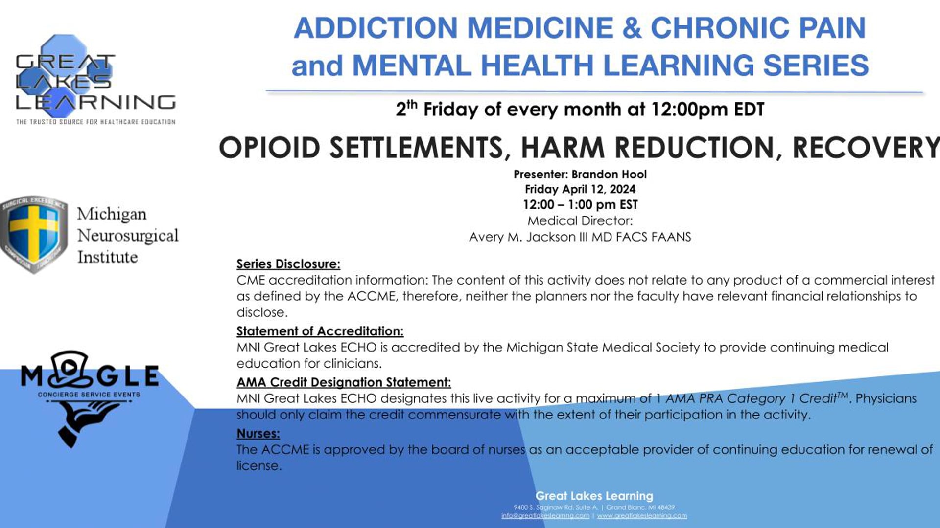 OPIOID SETTLEMENTS, HARM REDUCTION, RECOVERY  | Presenter: Brandon Hool