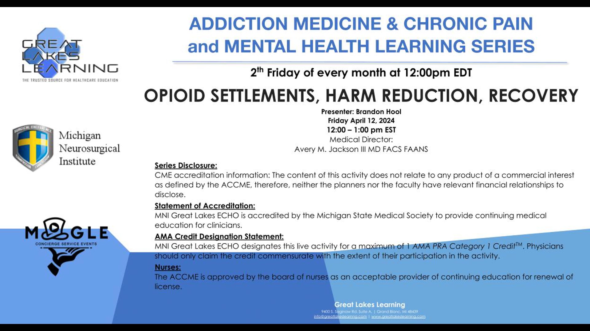 OPIOID SETTLEMENTS, HARM REDUCTION, RECOVERY  | Presenter: Brandon Hool