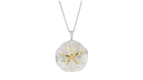 10 ct. t.w. Diamond Sand Dollar Necklace in Sterling Silver and 14kt Yellow Gold