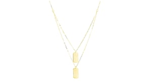 Italian 14kt Yellow Gold Personalized Double Dog Tag Layered Necklace