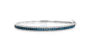 1.00 ct. t.w. White and Blue Diamond Bangle Bracelet in Sterling Silver