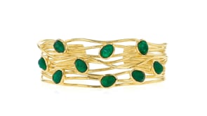 6.25 ct. t.w. Emerald Highway Cuff Bracelet in 18kt Gold Over Sterling