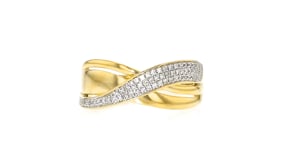 15 ct. t.w. Diamond Crisscross Ring in 18kt Gold Over Sterling