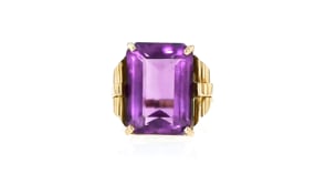 C. 1950 Vintage 15.00 Carat Amethyst Ring in 18kt Yellow Gold