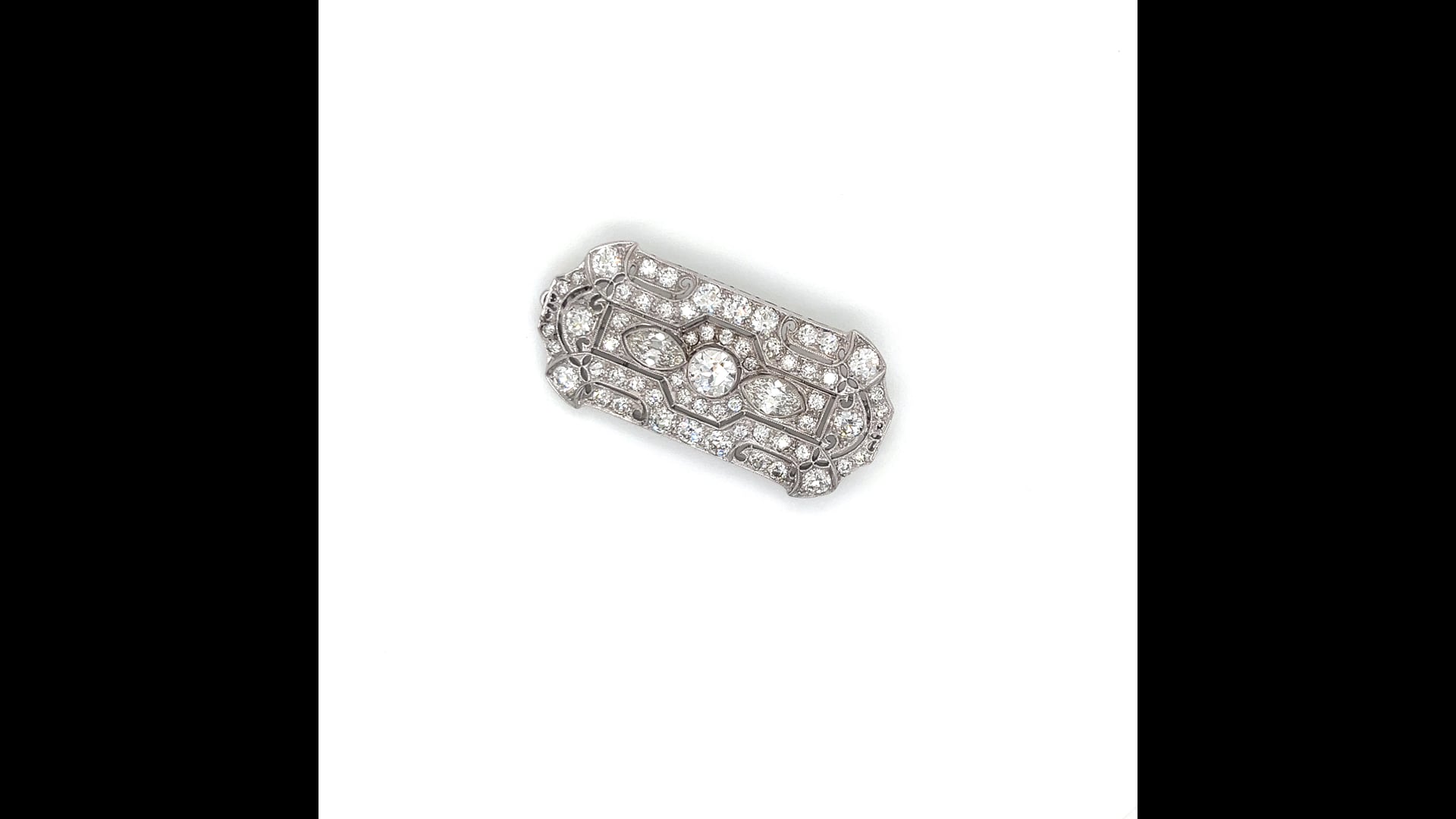 Broche Ancienne En Platine Avec Diamants 7,50 Carats, Poids 21,45 G - Occasion, Sans Marque, Pièce De Collection