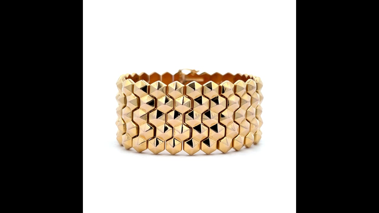 Wide Studded Bracelet in 18k Yellow Gold – Filigree Jewelers