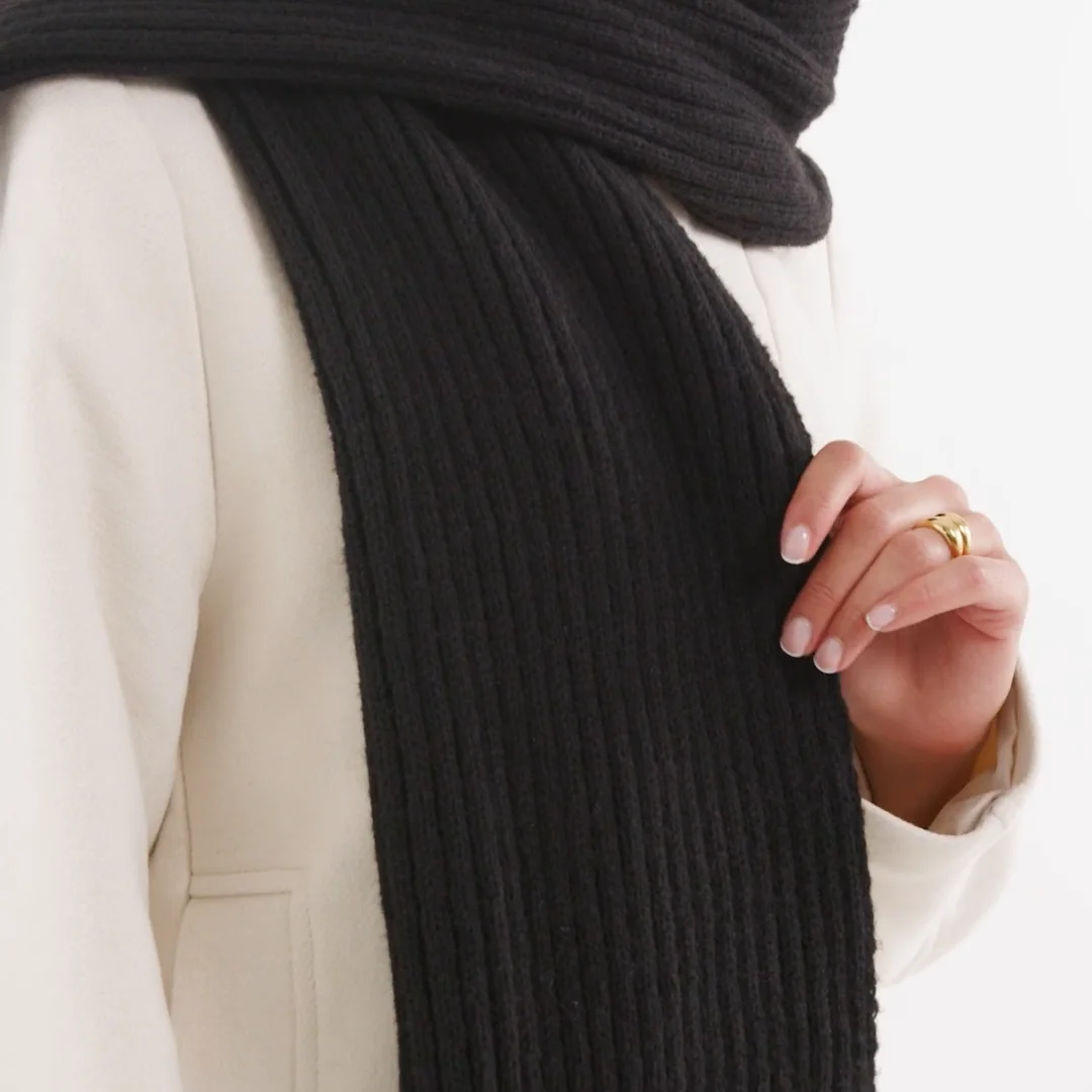 Knitted Scarf in Black | Katie Loxton