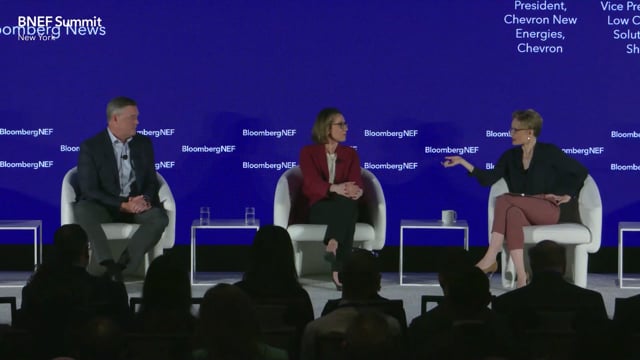 Watch "<h3>Executive Dialogue: Big Energy’s Big Transition</h3>
Jeff Gustavson, President at Chevron New Energies, and Anna Mascolo,
Executive Vice President, Low Carbon Solutions, Shell, in conversation with Alix Steel,
Co-anchor of Bloomberg Markets at Bloomberg News"