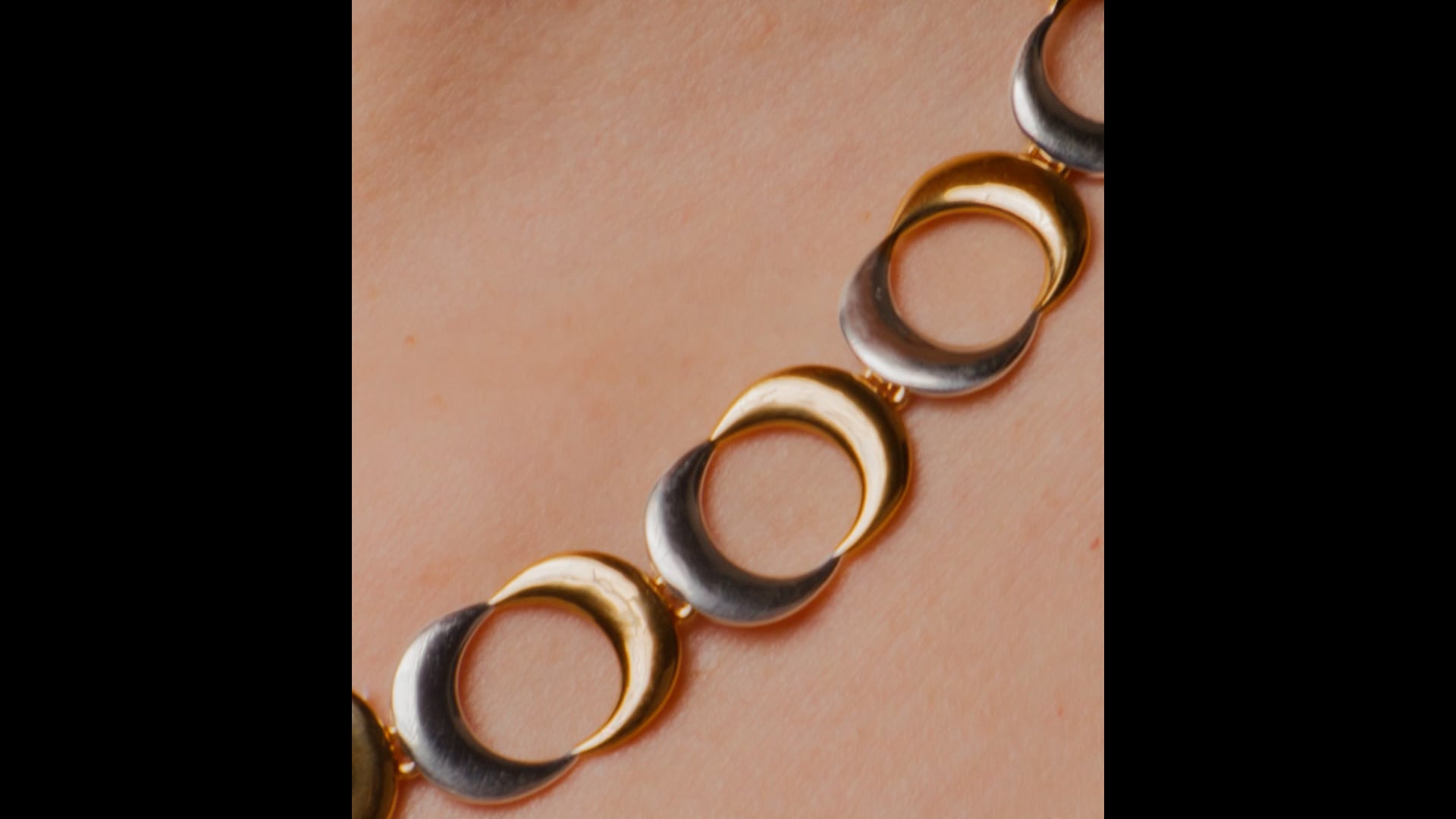 Kissing Moon Mixed Metal Necklace in 18k Gold Vermeil on