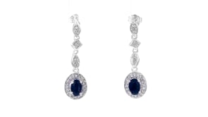 1.10 ct. t.w. Sapphire and .30 ct. t.w. Diamond Drop Earrings in Sterling Silver