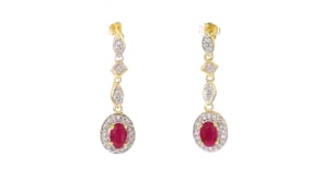 1.20 ct. t.w. Ruby and .30 ct. t.w. Diamond Drop Earrings in 18kt Gold Over Sterling