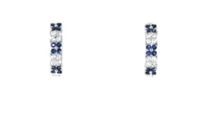 80 ct. t.w. Sapphire and .80 ct. t.w. White Topaz Floral Hoop Earrings in Sterling Silver