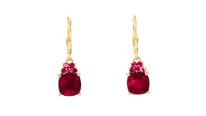 5.30 ct. t.w. Ruby Drop Earrings in 18kt Gold Over Sterling