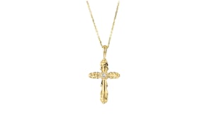 14kt Yellow Gold Cross Pendant with Diamond Accent