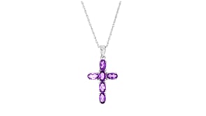 1.30 ct. t.w. Amethyst Cross Pendant Necklace in Sterling Silver