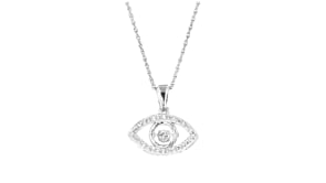 Diamond Accent Evil Eye Pendant Necklace in Sterling Silver