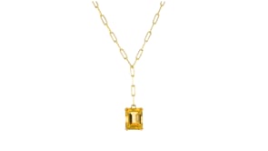 2.90 Carat Citrine Paper Clip Link Y-Necklace in 18kt Gold Over Sterling