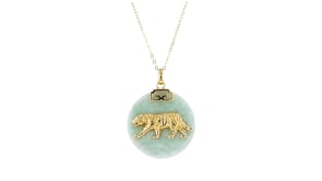 Jade Chinese Zodiac Pendant Necklace in 18kt Gold Over Sterling