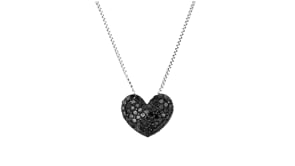 25 ct. t.w. Black Diamond Heart Pendant Necklace in Sterling Silver