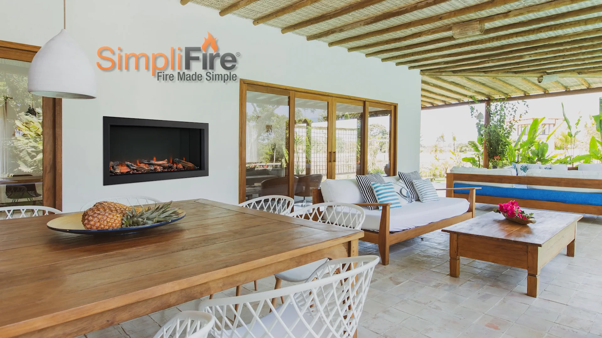 SimpliFire Forum 55'' Outdoor Built-in Electric Fireplace - SF