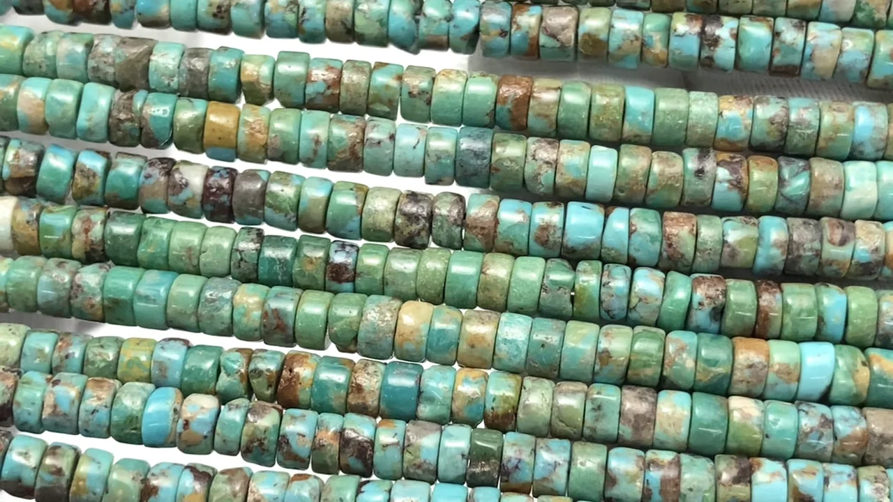 ターコイズ ロンデル（ヘイシ）4×4×2mm 半連/1連｜天然石ビーズの卸