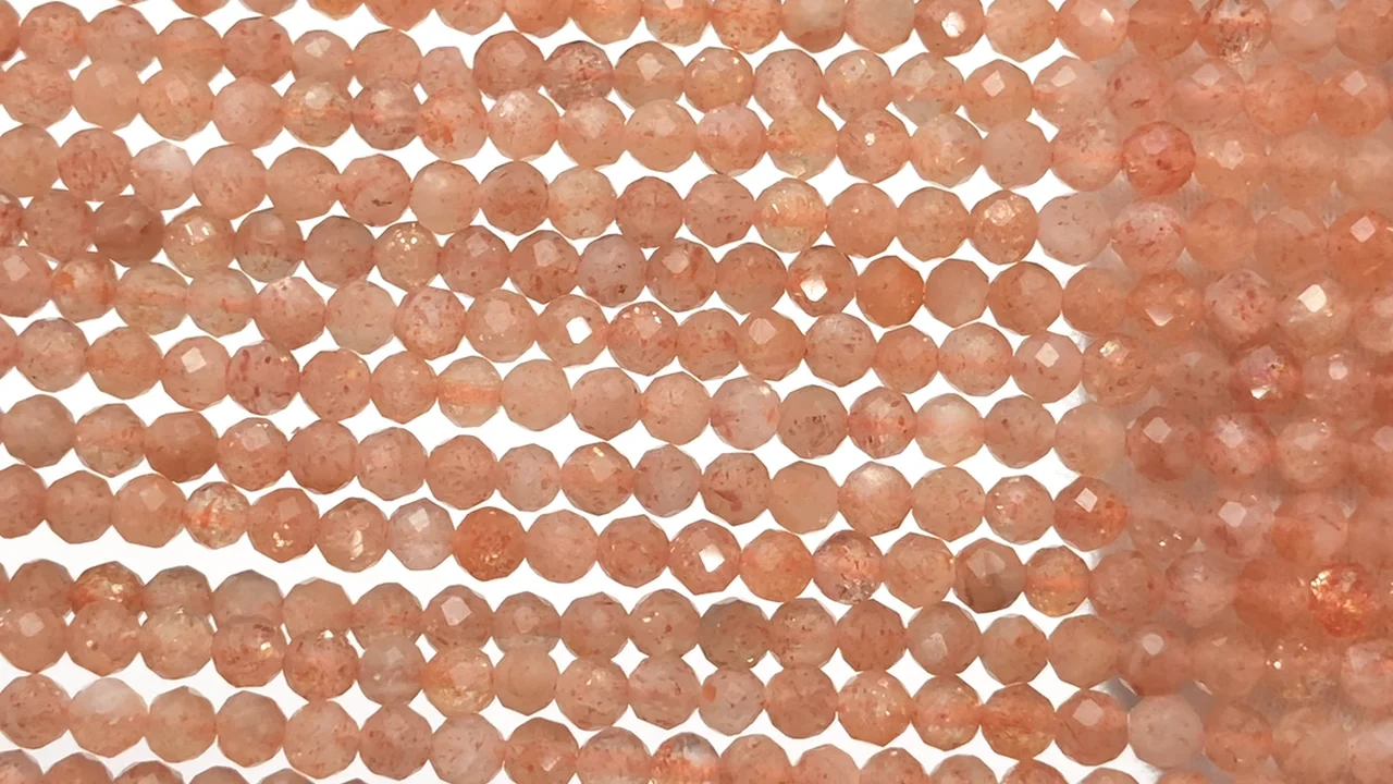 サンストーン（産地・タンザニア） ラウンドカット3mm 1連｜天然石