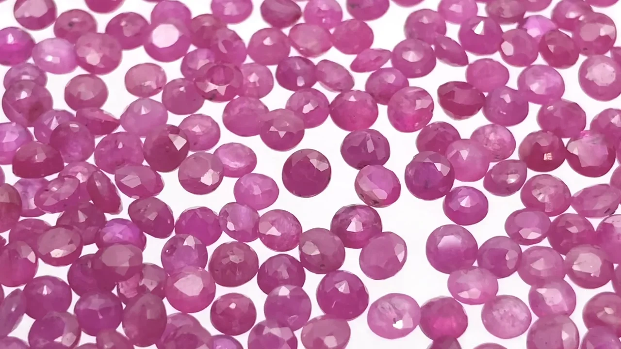 ルビー ルース ラウンドファセットカット3×3mm 5粒｜天然石ビーズの卸