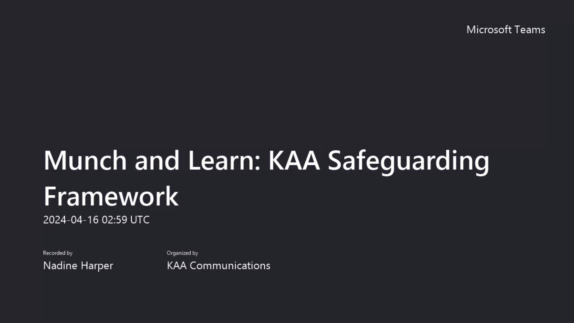 Munch And Learn_ KAA Safeguarding Framework On Vimeo