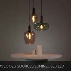 Suspension Ilona ambre et verte Ø 51 cm E27 3 x 40 W LUCIDE