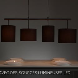 Suspension Maya noire E27 4 x 40 W LUCIDE