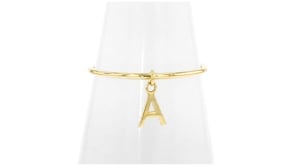 14kt Yellow Gold A Initial Charm Ring