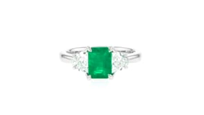 2.00 Carat Emerald Ring with 1.00 ct. t.w. Lab-Grown Diamonds in 14kt White Gold