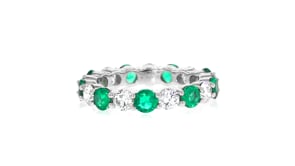 1.80 ct. t.w. Emerald and 1.55 ct. t.w. Lab-Grown Diamond Eternity Band in 14kt White Gold